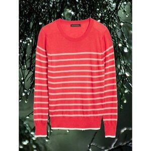 Banana Republic Silk Cashmere Striped Sweater Red & Pink Womens M